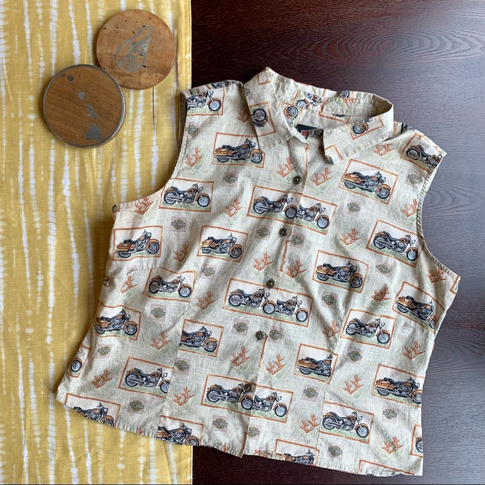 Vintage Harley-Davidson Sleeveless Button-Up “XXL”